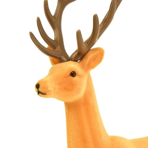 Article Figurine décorative cerf renne jaune marron floquée 37cm