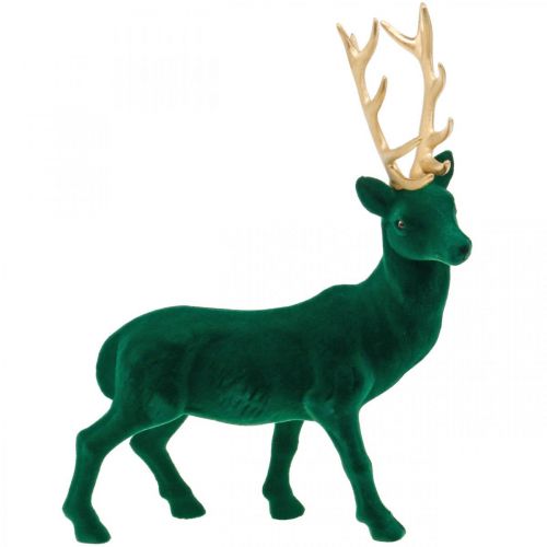 Déco cerf debout or vert décoration de Noël figure 40cm