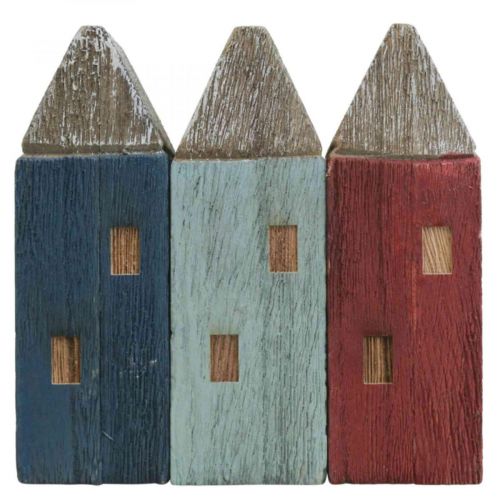 Floristik24 Déco Maisons Bois Shabby Chic Déco Maritime H14cm 3pcs