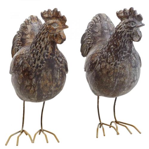 Déco poulets figure décorative jardin figure poulet vintage H17cm 2pcs