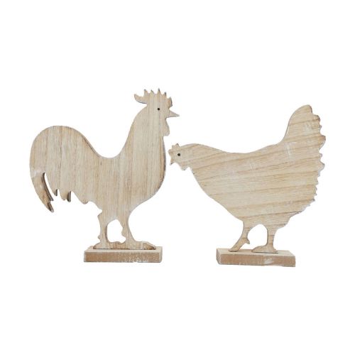 Floristik24 Poulet décoratif décoration de Pâques décoration de table en bois 14,5 cm lot de 2