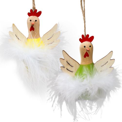 Floristik24 Décoration de Pâques poulet décoratif à suspendre décoration en bois H8cm 6 pcs