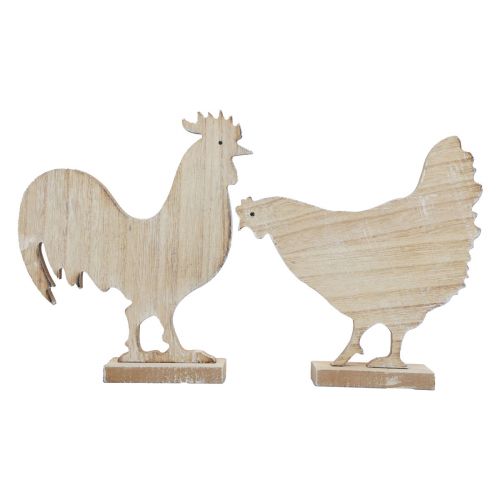 Décoration de table poulet déco Pâques décoration en bois vintage 19cm lot de 2