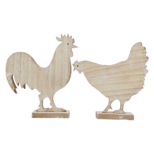 Floristik24 Décoration de table poulet déco Pâques décoration en bois vintage 19cm lot de 2