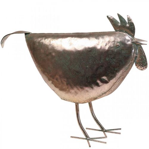 Déco Poule Métal Déco Métal Oiseau Métallisé Rosé 51×16×36cm