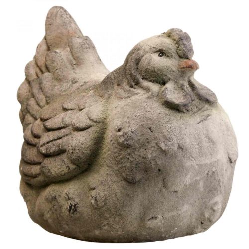 Floristik24 Déco poule grande céramique grise déco printanière vintage 30cm