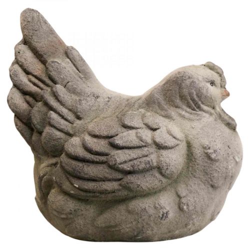Déco poule grande céramique grise déco printanière vintage 30cm