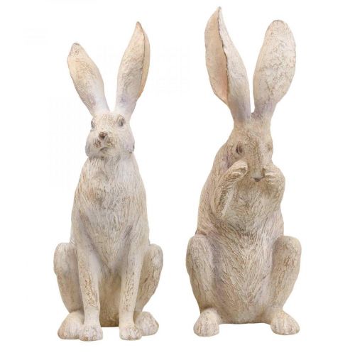 Déco lapin assis déco figurines lapin paire H37cm 2pcs