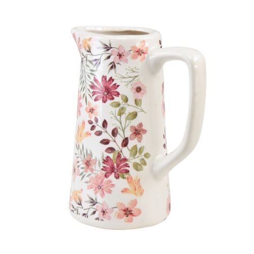 Floristik24 Pichet décoratif fleurs vase en céramique faïence vintage 19,5cm