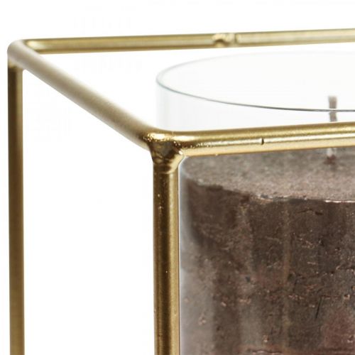 Article Bougeoir décoratif lanterne en métal doré verre 12×12×13cm