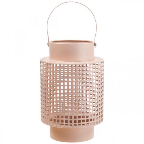Article Lanterne décorative lanterne en métal rose avec anse Ø18cm H29cm