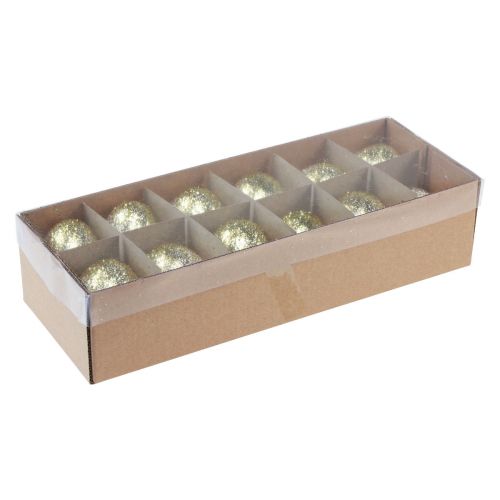 Article Oeufs de Pâques décoratifs véritable œuf d&#39;oie blanc avec paillettes dorées H7,5–8,5 cm 10 pièces