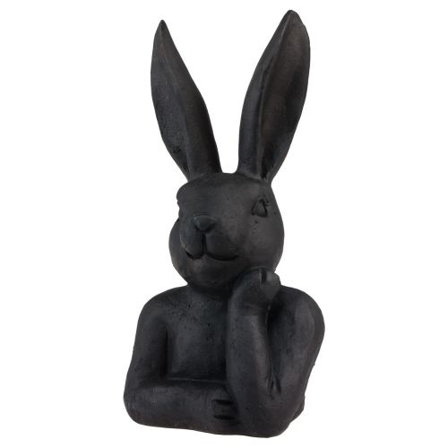Floristik24 Lapin de Pâques décoratif Buste de lapin noir Décoration de Pâques 22,5 cm