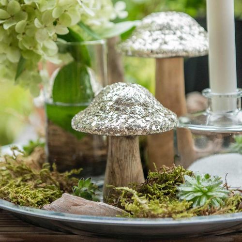 Floristik24 Déco champignon bois champignon en bois avec motif mosaïque doré H12cm