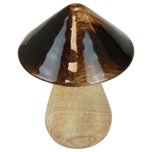 Article Champignon décoratif champignon en bois effet brillant marron naturel Ø7,5cm H10cm