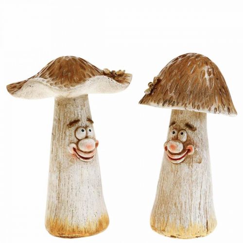 Floristik24 Champignons déco décoration d&#39;automne champignons rigolos Ø7/9cm H13cm 2pcs