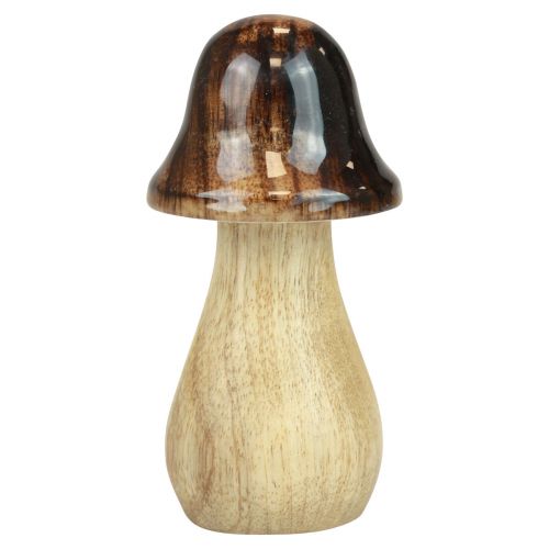 Article Champignons décoratifs champignons en bois marron effet brillant décoration d&#39;automne H6/8/10cm