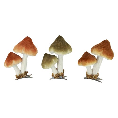 Article Déco champignons avec pince décoration automne floqué triés 9cm 3pcs
