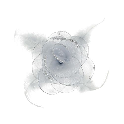 Rose déco sur clip Ø10cm argent 2pcs