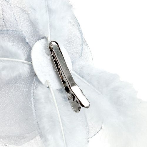 Floristik24 Rose déco sur clip Ø10cm argent 2pcs