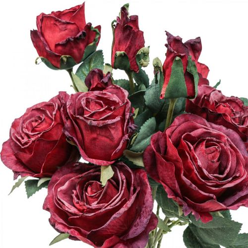 Article Roses déco roses artificielles rouges fleurs en soie 50cm 3pcs