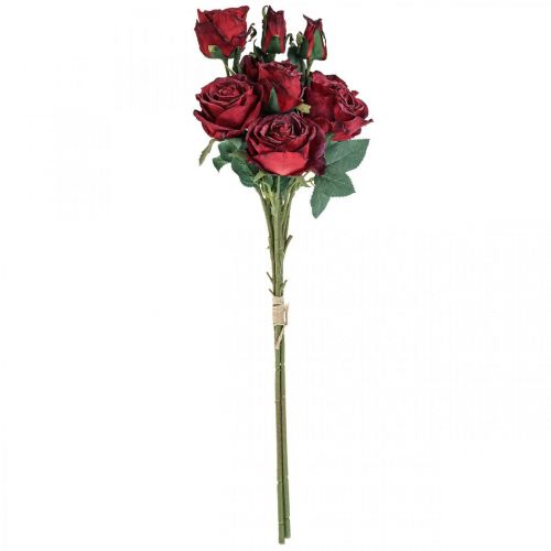 Floristik24 Roses Décoratives Roses Artificielles Rouges Fleurs en Soie 50cm 3 pcs
