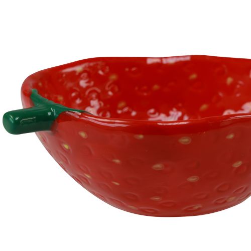 Floristik24 Bol décoratif bol en céramique de fraises rouge 12,5×15,5cm 2pcs