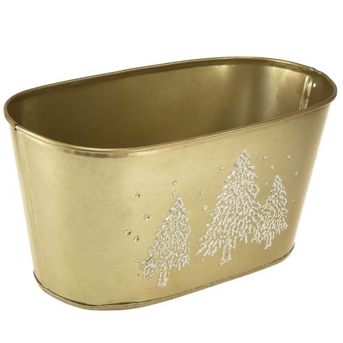 Floristik24 Bol décoratif ovale pour sapin de Noël doré 24×13×12,5cm