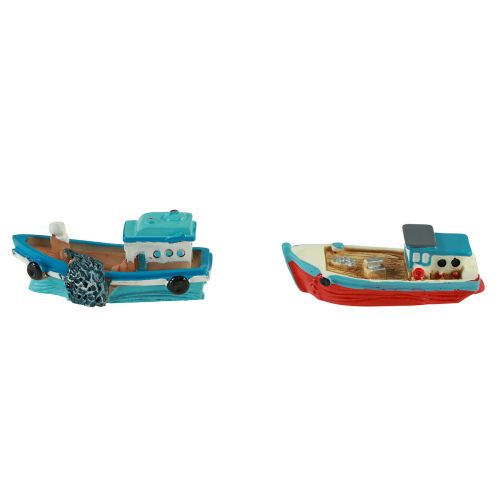 Article Déco bateau bateau bleu rouge décoration de table maritime 5cm 8pcs