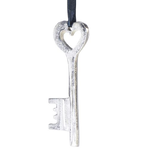 Article Porte-clés décoratif en métal argenté, décoration de mariage 4x11cm 6 pièces
