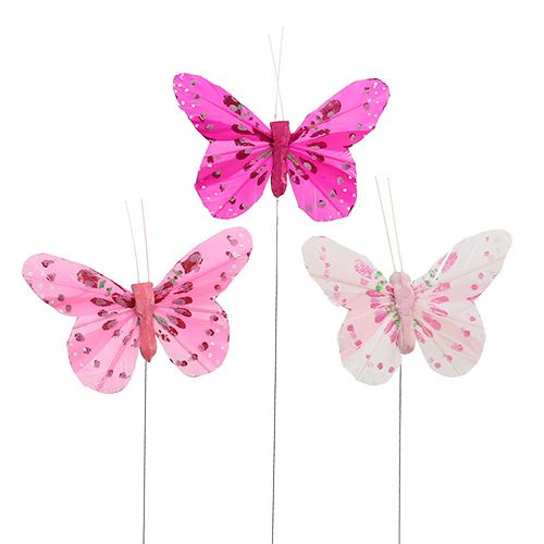 Déco papillon rose-rose tri. 6 cm 24 pièces-77912