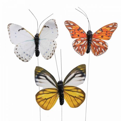Article Déco papillon sur fil décoration printanière colorée 8cm 12pcs