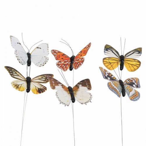 Floristik24 Déco papillon sur fil décoration printanière colorée 8cm 12pcs