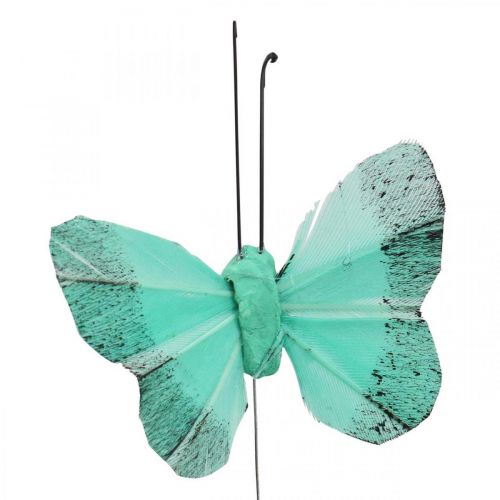 Article Papillon déco sur fil vert, bleu 5-6cm 24p