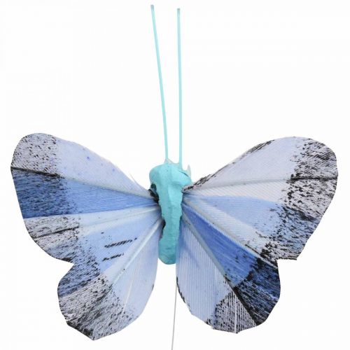 Article Papillons décoratifs plume papillon rose, bleu 6cm 24 pcs