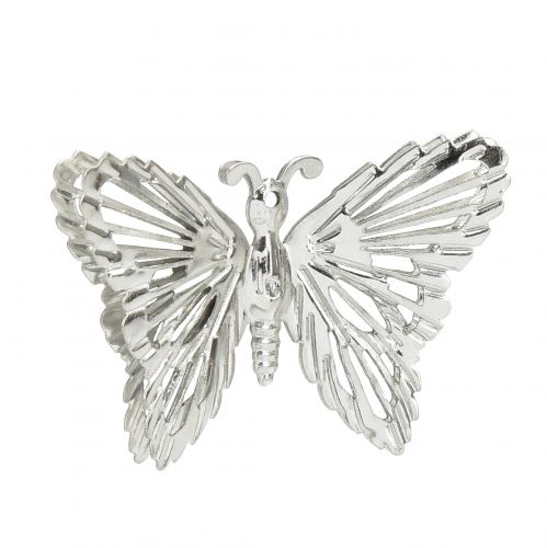 Article Papillons décoratifs en métal à suspendre argenté 5cm 30 pcs