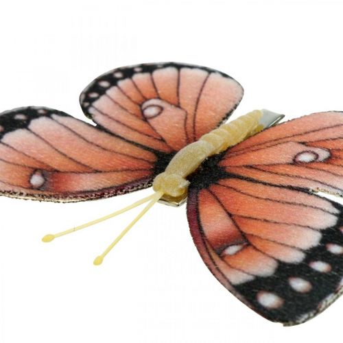 Article Papillons déco avec clip B4,5–11,5cm 10pcs marron orange