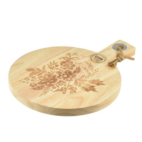 Article Planche à découper décorative plateau rond en bois de manguier naturel Ø26cm
