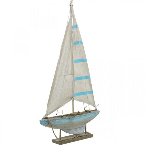 Floristik24 Déco voilier bois bleu-blanc décoration de table maritime H54.5cm
