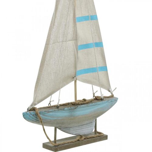 Floristik24 Déco voilier bois bleu-blanc décoration de table maritime H54.5cm