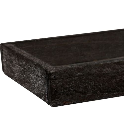 Floristik24 Plateau décoratif, plateau en bois oblong, marron, rustique, 42×14×3cm, 3 pièces