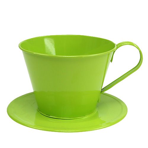 Floristik24 Tasse décorative avec soucoupe verte Ø 16 cm H. 11 cm