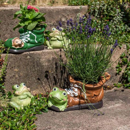 Floristik24 Jardinière déco, chaussure avec grenouille, céramique 30×18cm H15cm