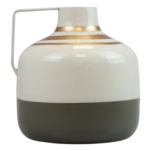 Article Vase décoratif anse métal crème/gris/doré Ø16cm H17cm