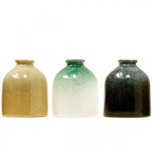 Floristik24 Vases décoratifs, set de vases en céramique rond H9.5cm Ø8cm 3pcs