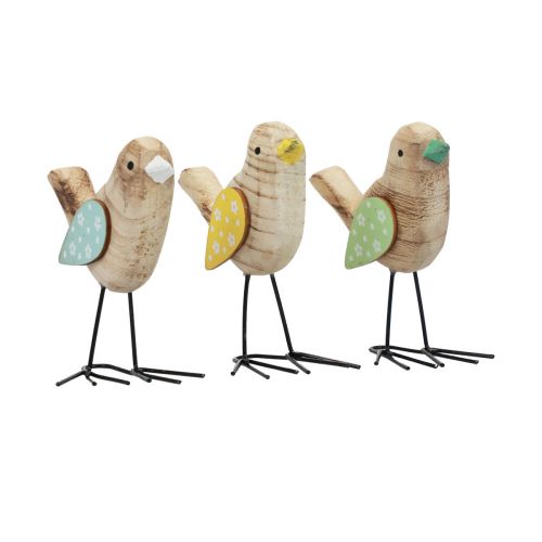 Floristik24 Oiseaux décoratifs oiseaux en bois décoration de table printemps naturel coloré 12cm 3 pcs