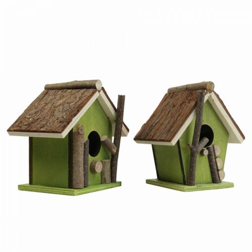 Floristik24 Nichoir décoratif nichoir décoratif en bois vert naturel H14,5cm lot de 2