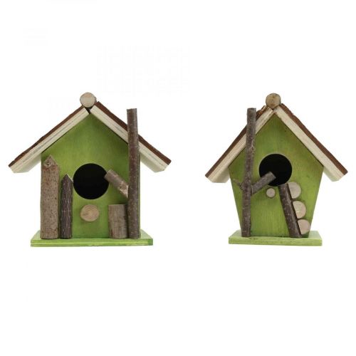 Floristik24 Nichoir décoratif nichoir décoratif en bois vert naturel H14,5cm lot de 2