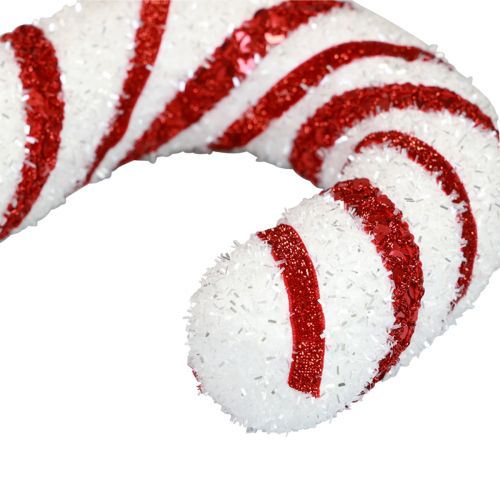 Article Canne à sucre décorative décoration de fenêtre de Noël rayures blanches rouges H51,5 cm