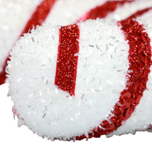 Article Canne à sucre décorative décoration de fenêtre de Noël rayures blanches rouges H51,5 cm